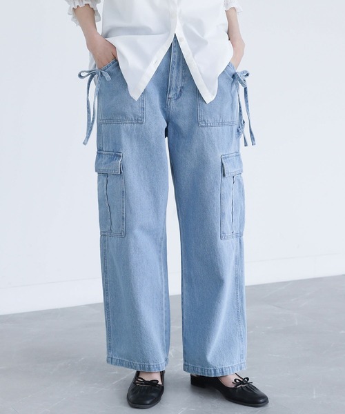 somari imagination(ソマリ イマジネーション)の「『リボン付きデニムペインターパンツ』(デニムパンツ・レディース・ブルー/インディゴブルー・S~M/L~LL/3L)」の3枚目の写真