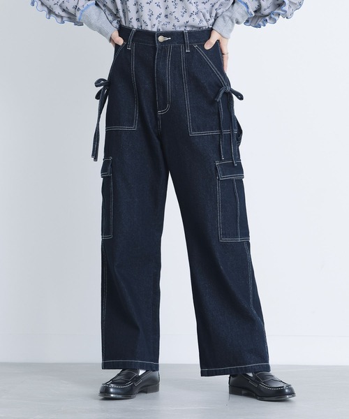 somari imagination(ソマリ イマジネーション)の「『リボン付きデニムペインターパンツ』(デニムパンツ・レディース・ブルー/インディゴブルー・S~M/L~LL/3L)」の9枚目の写真