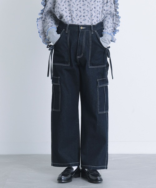 somari imagination(ソマリ イマジネーション)の「『リボン付きデニムペインターパンツ』(デニムパンツ・レディース・ブルー/インディゴブルー・S~M/L~LL/3L)」の10枚目の写真