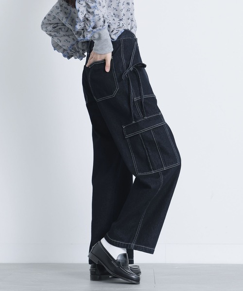 somari imagination(ソマリ イマジネーション)の「『リボン付きデニムペインターパンツ』(デニムパンツ・レディース・ブルー/インディゴブルー・S~M/L~LL/3L)」の12枚目の写真