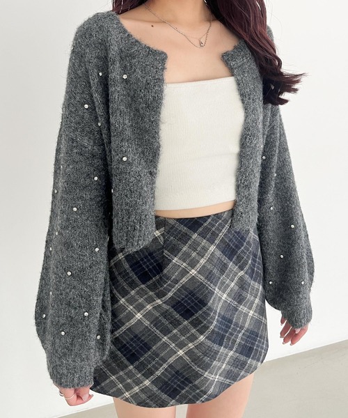 Heather(ヘザー)の「ビジューニットカーディガン 151221(カーディガン/ボレロ・レディース・グレー/オフホワイト/ピンク・FREE)」の8枚目の写真