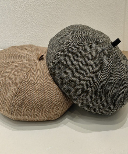 LAC-VERT（ラック・ヴェール）の「ツイルチェックベレー帽（ハンチング/ベレー帽・レディース・アイボリー/グレー/ベージュ・FREE）」の6枚目の写真