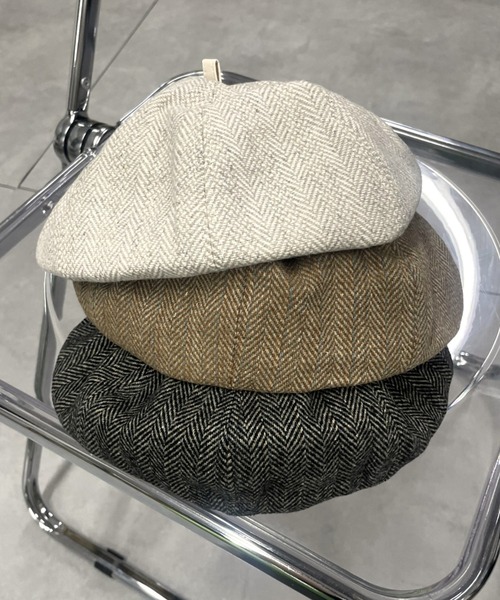 LAC-VERT（ラック・ヴェール）の「ツイルチェックベレー帽（ハンチング/ベレー帽・レディース・アイボリー/グレー/ベージュ・FREE）」の4枚目の写真