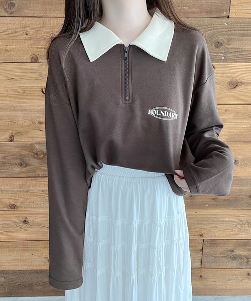 Nana(ナナ)の「ハーフジップロンT(Tシャツ/カットソー・レディース・グリーン/ブラウン・FREE)」の13枚目の写真