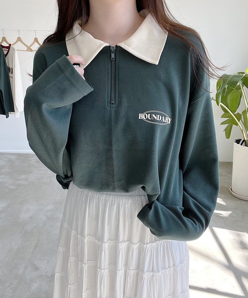 Nana(ナナ)の「ハーフジップロンT(Tシャツ/カットソー・レディース・グリーン/ブラウン・FREE)」の3枚目の写真