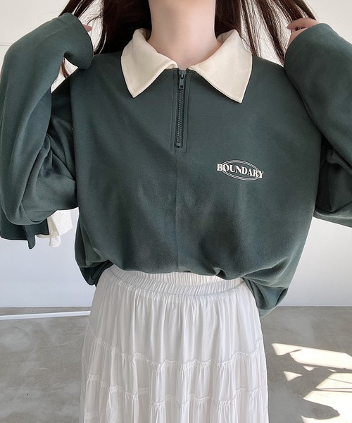 Nana(ナナ)の「ハーフジップロンT(Tシャツ/カットソー・レディース・グリーン/ブラウン・FREE)」の5枚目の写真