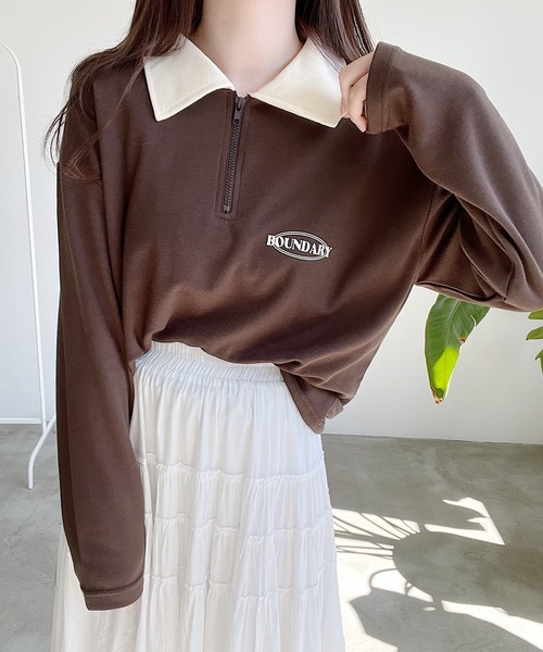 Nana(ナナ)の「ハーフジップロンT(Tシャツ/カットソー・レディース・グリーン/ブラウン・FREE)」の10枚目の写真