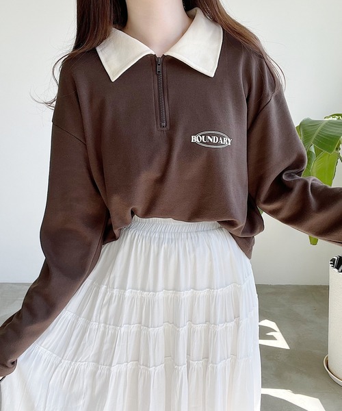 Nana(ナナ)の「ハーフジップロンT(Tシャツ/カットソー・レディース・グリーン/ブラウン・FREE)」の11枚目の写真