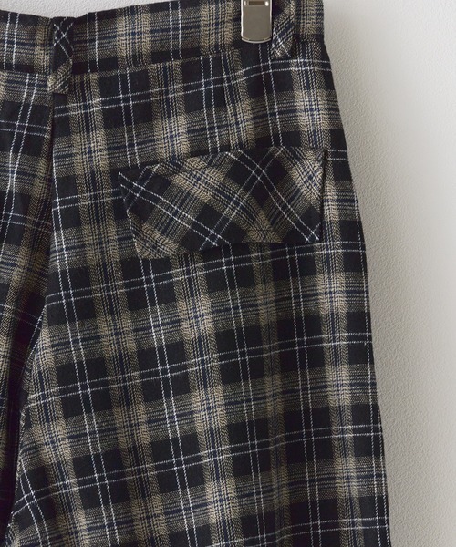 Chick(チック)の「Wide Leg Check Pants / ワイドシルエットチェックパンツ(カーゴパンツ・レディース・ブラック・FREE)」の7枚目の写真