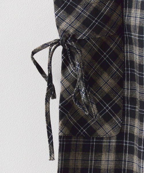 Chick(チック)の「Wide Leg Check Pants / ワイドシルエットチェックパンツ(カーゴパンツ・レディース・ブラック・FREE)」の5枚目の写真