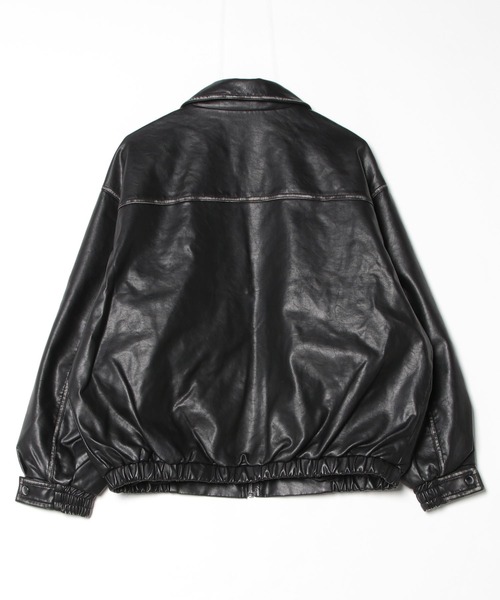 ８(eight)（エイト）の「ヴィンテージ加工PUブルゾン（テーラードジャケット・メンズ・ブラック・LARGE/MEDIUM/SMALL）」の2枚目の写真