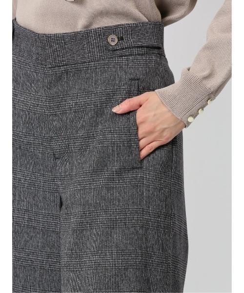 m.f.editorial（エムエフエディトリアル）の「【ウォッシャブル】m.f.エディトリアル レディース タブボタン チェック柄 ワイドパンツ（その他パンツ・レディース・ブラック×ホワイト/ベージュ・MEDIUM/LARGE/S）」の8枚目の写真