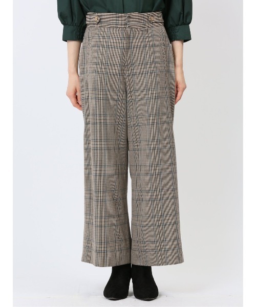 m.f.editorial（エムエフエディトリアル）の「【ウォッシャブル】m.f.エディトリアル レディース タブボタン チェック柄 ワイドパンツ（その他パンツ・レディース・ブラック×ホワイト/ベージュ・MEDIUM/LARGE/S）」の14枚目の写真