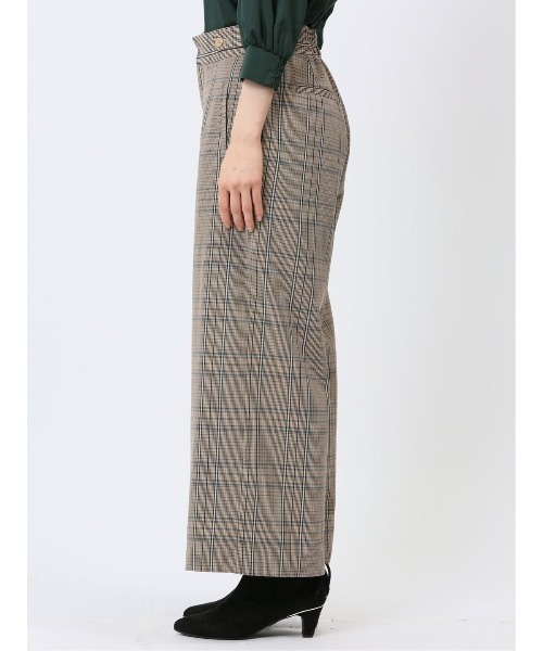 m.f.editorial（エムエフエディトリアル）の「【ウォッシャブル】m.f.エディトリアル レディース タブボタン チェック柄 ワイドパンツ（その他パンツ・レディース・ブラック×ホワイト/ベージュ・MEDIUM/LARGE/S）」の15枚目の写真