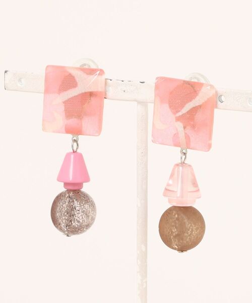 【joesstyle】*Glass Earrings*着物×ビンテージパーツのイヤリング(MA)（イヤリング）｜tone（トーン）