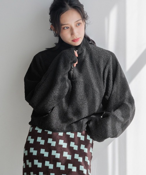LOWRYS FARM（ローリーズファーム）の「ボアハーフジップＬＳ 150559（ニット/セーター・レディース・ブラック/アイボリー/ブラウン・FREE）」の22枚目の写真