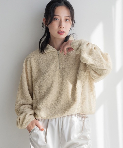 LOWRYS FARM（ローリーズファーム）の「ボアハーフジップＬＳ 150559（ニット/セーター・レディース・ブラック/アイボリー/ブラウン・FREE）」の16枚目の写真