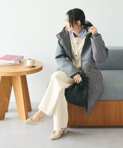 CRAFT STANDARD BOUTIQUE(クラフトスタンダードブティック)の「キルト切替フードコート(その他アウター・レディース・グレー/ネイビー/アイボリー・FREE)」の7枚目の写真