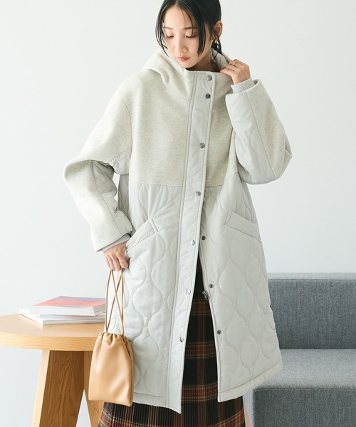 CRAFT STANDARD BOUTIQUE(クラフトスタンダードブティック)の「キルト切替フードコート(その他アウター・レディース・グレー/ネイビー/アイボリー・FREE)」の2枚目の写真