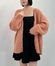 フィルムラメブークレミドルニットカーディガン