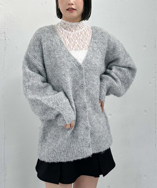 【美品】mizuiroind アシンメトリー ブークレ ニット カーディガン mizuiro ind - 【美品】mizuiroind アシンメトリー ブークレ