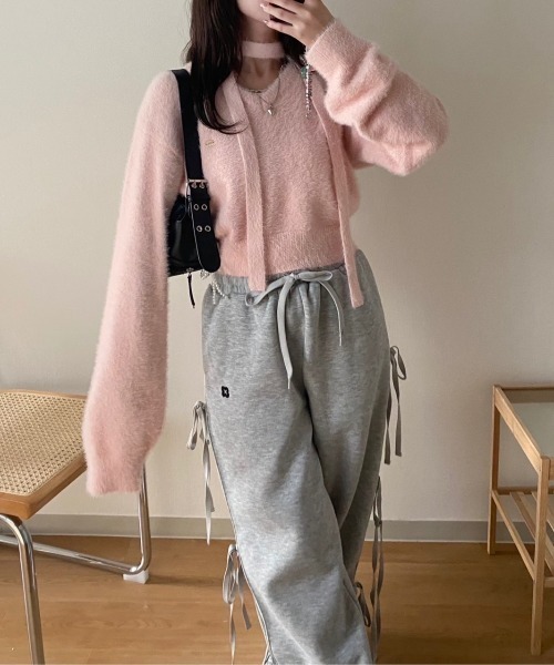 nemne store(ネンネストア)の「【Seoup】ニットチョーカーVプルニット(ニット/セーター・レディース・グレー/ブルー系/ピンク系・フリー)」の12枚目の写真