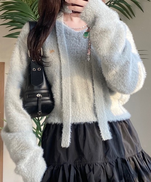 nemne store(ネンネストア)の「【Seoup】ニットチョーカーVプルニット(ニット/セーター・レディース・グレー/ブルー系/ピンク系・フリー)」の16枚目の写真