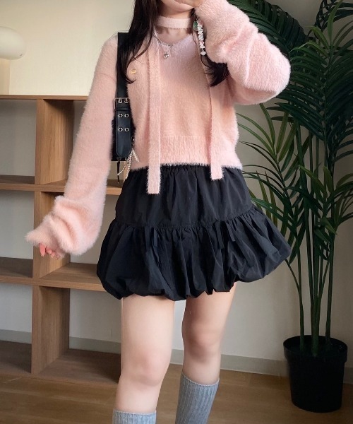 nemne store(ネンネストア)の「【Seoup】ニットチョーカーVプルニット(ニット/セーター・レディース・グレー/ブルー系/ピンク系・フリー)」の9枚目の写真