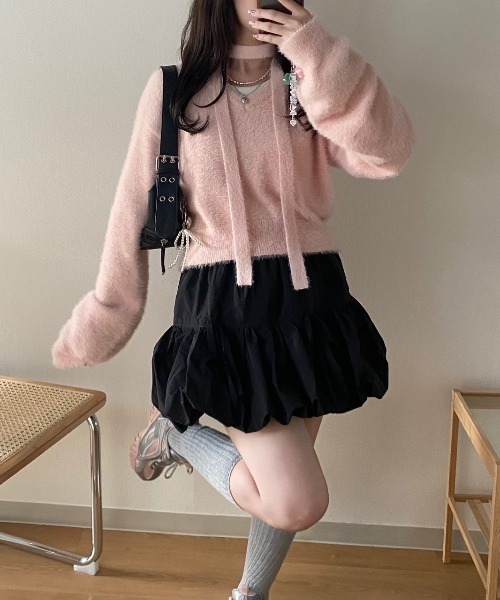 nemne store(ネンネストア)の「【Seoup】ニットチョーカーVプルニット(ニット/セーター・レディース・グレー/ブルー系/ピンク系・フリー)」の8枚目の写真