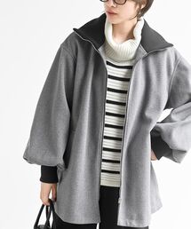 リブ切替ミドルZIPコート