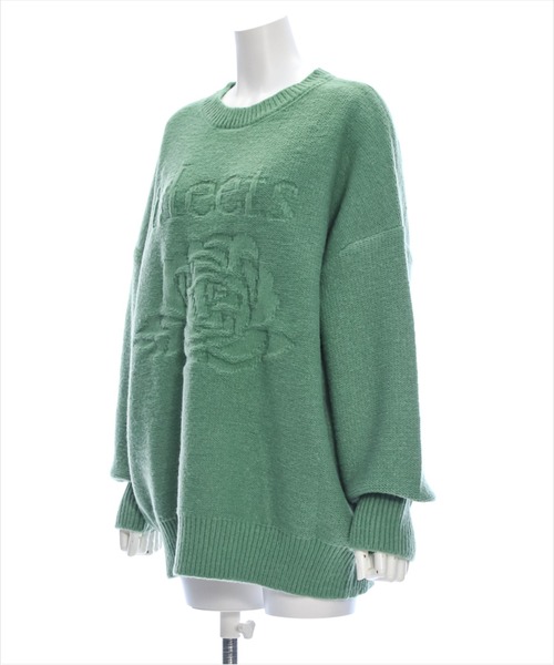 clear（クリア）の「編地替え花モチーフロゴニットトップス[大人カジュアル　ゆったり] ≪2024AW新作≫（ニット/セーター・レディース・グレー/グリーン/グレイッシュベージュ・F）」の6枚目の写真