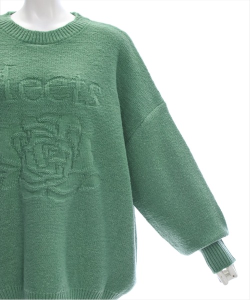 clear（クリア）の「編地替え花モチーフロゴニットトップス[大人カジュアル　ゆったり] ≪2024AW新作≫（ニット/セーター・レディース・グレー/グリーン/グレイッシュベージュ・F）」の16枚目の写真