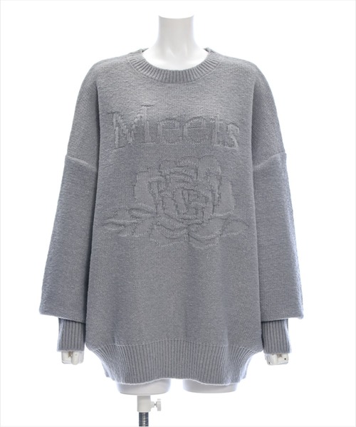 clear（クリア）の「編地替え花モチーフロゴニットトップス[大人カジュアル　ゆったり] ≪2024AW新作≫（ニット/セーター・レディース・グレー/グリーン/グレイッシュベージュ・F）」の12枚目の写真