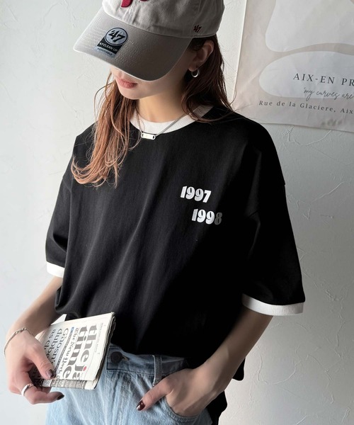 classicalelf(クラシカルエルフ)の「ゆるっとカジュアルに。半袖リンガーフロッキーテニスTシャツ(Tシャツ/カットソー・レディース・アイボリー/チャコール/ブラウン/ブラック・X-LARGE/LARGE/MEDIUM/SMALL)」の20枚目の写真