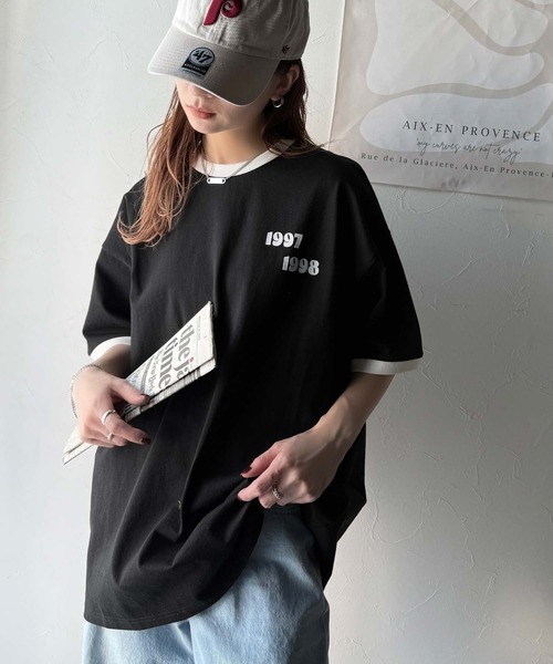 classicalelf(クラシカルエルフ)の「ゆるっとカジュアルに。半袖リンガーフロッキーテニスTシャツ(Tシャツ/カットソー・レディース・アイボリー/チャコール/ブラウン/ブラック・X-LARGE/LARGE/MEDIUM/SMALL)」の22枚目の写真