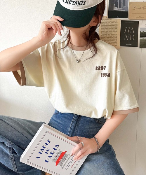 classicalelf(クラシカルエルフ)の「ゆるっとカジュアルに。半袖リンガーフロッキーテニスTシャツ(Tシャツ/カットソー・レディース・アイボリー/チャコール/ブラウン/ブラック・X-LARGE/LARGE/MEDIUM/SMALL)」の10枚目の写真