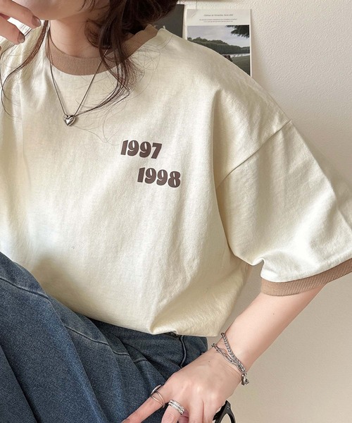 classicalelf(クラシカルエルフ)の「ゆるっとカジュアルに。半袖リンガーフロッキーテニスTシャツ(Tシャツ/カットソー・レディース・アイボリー/チャコール/ブラウン/ブラック・X-LARGE/LARGE/MEDIUM/SMALL)」の15枚目の写真