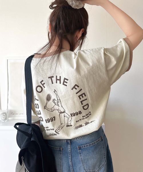 classicalelf(クラシカルエルフ)の「ゆるっとカジュアルに。半袖リンガーフロッキーテニスTシャツ(Tシャツ/カットソー・レディース・アイボリー/チャコール/ブラウン/ブラック・X-LARGE/LARGE/MEDIUM/SMALL)」の16枚目の写真