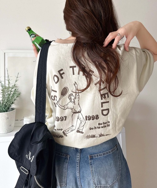 classicalelf(クラシカルエルフ)の「ゆるっとカジュアルに。半袖リンガーフロッキーテニスTシャツ(Tシャツ/カットソー・レディース・アイボリー/チャコール/ブラウン/ブラック・X-LARGE/LARGE/MEDIUM/SMALL)」の13枚目の写真