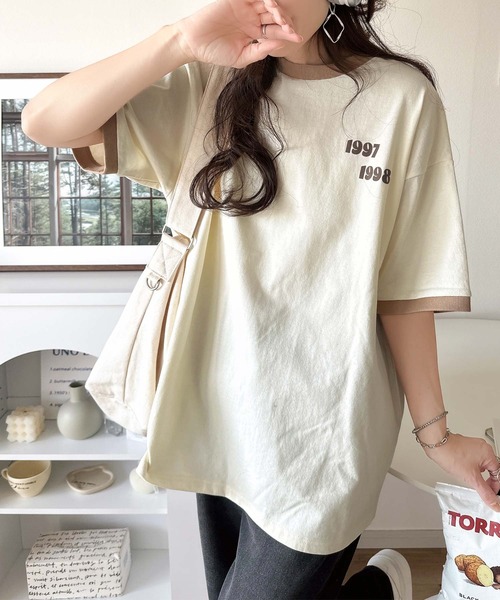 classicalelf(クラシカルエルフ)の「ゆるっとカジュアルに。半袖リンガーフロッキーテニスTシャツ(Tシャツ/カットソー・レディース・アイボリー/チャコール/ブラウン/ブラック・X-LARGE/LARGE/MEDIUM/SMALL)」の12枚目の写真