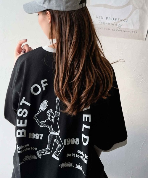 classicalelf(クラシカルエルフ)の「ゆるっとカジュアルに。半袖リンガーフロッキーテニスTシャツ(Tシャツ/カットソー・レディース・アイボリー/チャコール/ブラウン/ブラック・X-LARGE/LARGE/MEDIUM/SMALL)」の6枚目の写真