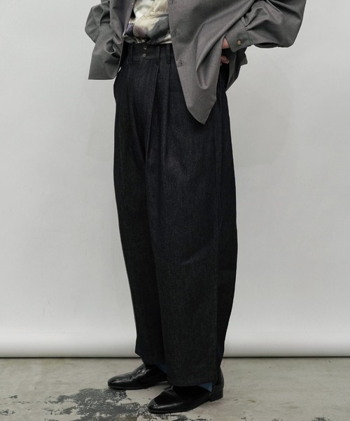 Aphlotus(アプロタス)の「11oz ダブルタック イージー ユーティリティトラウザー リジット テーパード デニムパンツ(デニムパンツ・メンズ・ブラウン/インディゴブルー・SMALL/LARGE/MEDIUM)」の2枚目の写真