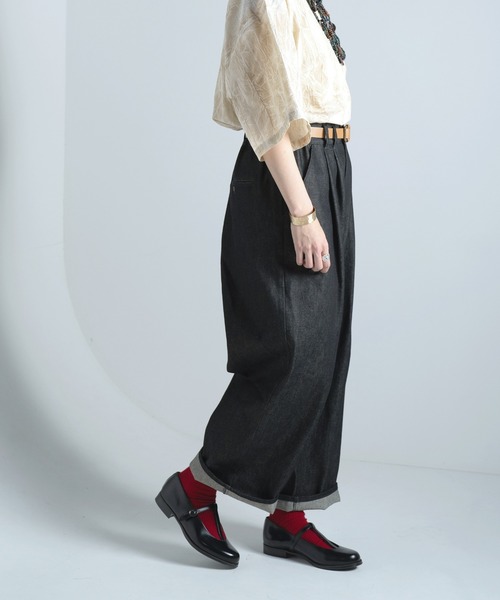 Aphlotus(アプロタス)の「11oz ダブルタック イージー ユーティリティトラウザー リジット テーパード デニムパンツ(デニムパンツ・メンズ・ブラウン/インディゴブルー・SMALL/LARGE/MEDIUM)」の5枚目の写真