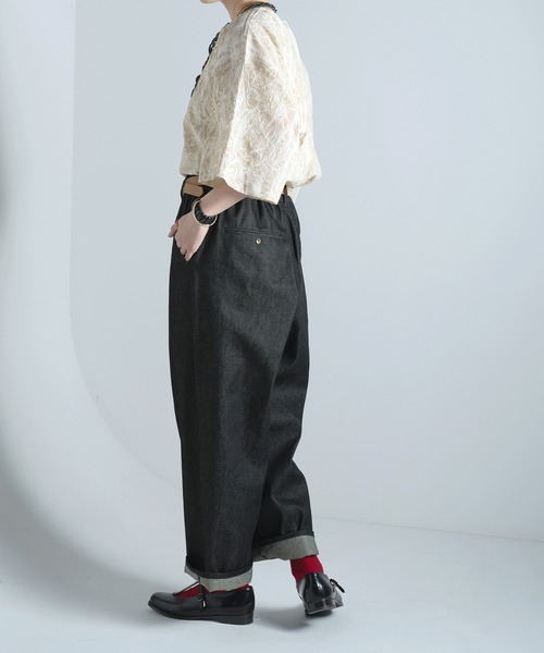 Aphlotus(アプロタス)の「11oz ダブルタック イージー ユーティリティトラウザー リジット テーパード デニムパンツ(デニムパンツ・メンズ・ブラウン/インディゴブルー・SMALL/LARGE/MEDIUM)」の6枚目の写真