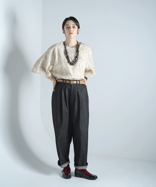 Aphlotus(アプロタス)の「11oz ダブルタック イージー ユーティリティトラウザー リジット テーパード デニムパンツ(デニムパンツ・メンズ・ブラウン/インディゴブルー・SMALL/LARGE/MEDIUM)」の7枚目の写真