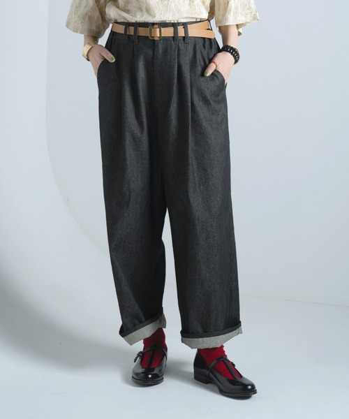 Aphlotus(アプロタス)の「11oz ダブルタック イージー ユーティリティトラウザー リジット テーパード デニムパンツ(デニムパンツ・メンズ・ブラウン/インディゴブルー・SMALL/LARGE/MEDIUM)」の22枚目の写真