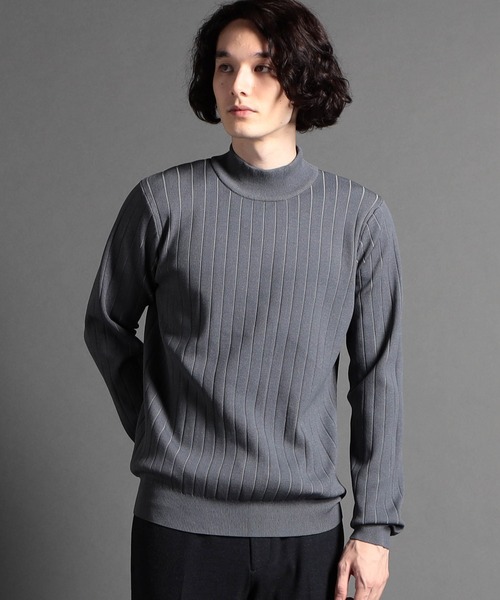 MONSIEUR NICOLE（ムッシュニコル）の「ワイドリブ モックネックニット（ニット/セーター・メンズ・ホワイト/ベージュ/グレー・MEDIUM/LARGE/X-LARGE）」の3枚目の写真