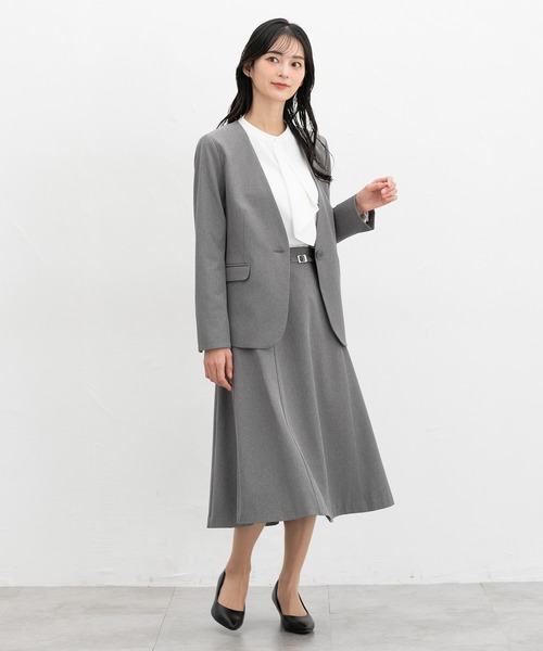 Honeys（ハニーズ）の「【ストレッチ・ウォッシャブル・イージーケア】セレモニー対応カラーレスジャケット（ノーカラージャケット・レディース・ベージュ/ネイビー/杢グレー/ブラック/グレイッシュベージュ・S/M/LL/L/3L）」の14枚目の写真