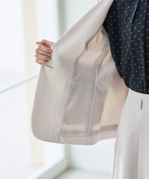 Honeys（ハニーズ）の「【ストレッチ・ウォッシャブル・イージーケア】セレモニー対応カラーレスジャケット（ノーカラージャケット・レディース・ベージュ/ネイビー/杢グレー/ブラック/グレイッシュベージュ・S/M/LL/L/3L）」の22枚目の写真