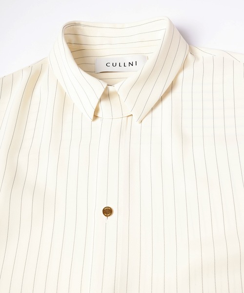 CULLNI[クルニ] シャツ サイズ:2 ホワイト/クリーム セール】Double Satin Stripe Chin Tab Shirt（シャツ/ブラウス